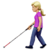 👩🏼‍🦯 woman with white cane: medium-light skin tone display on Apple